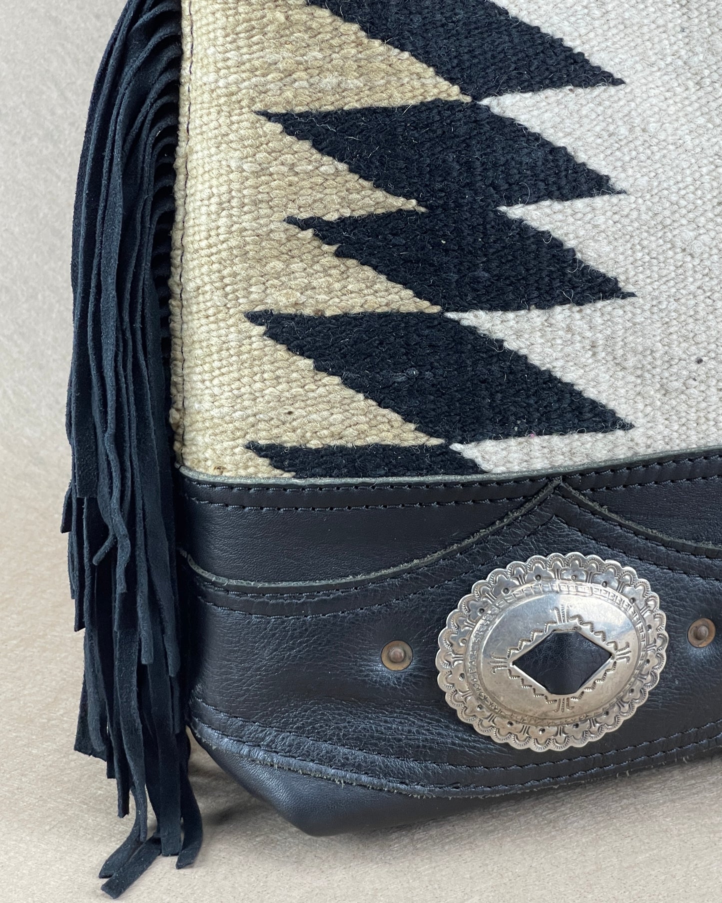 Bucket - Vintage Navajo x Leather - Fringed with Concho