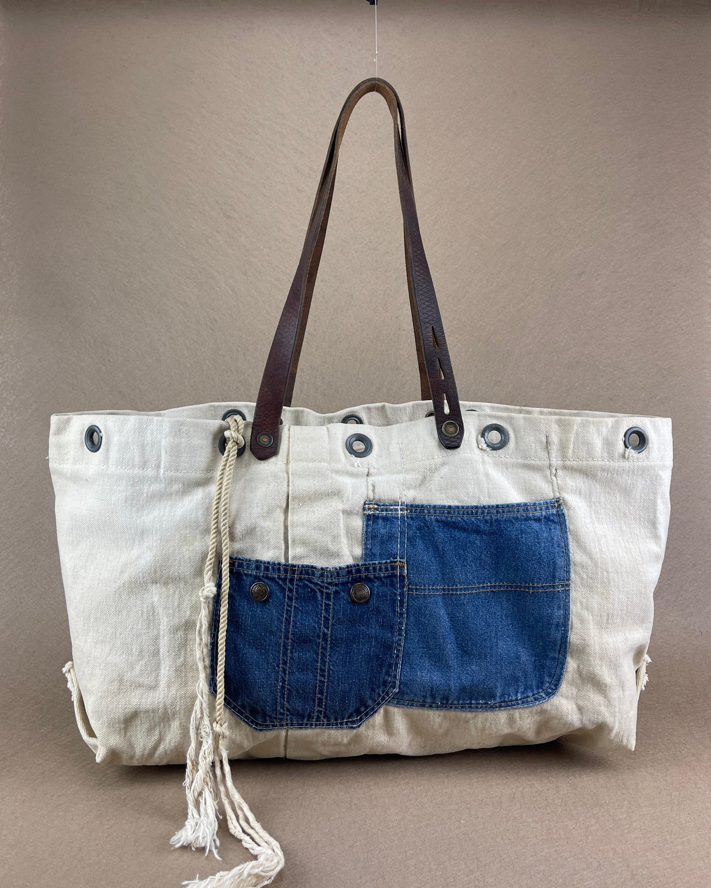 Tote - Vintage USN Canvas with Denim Pockets