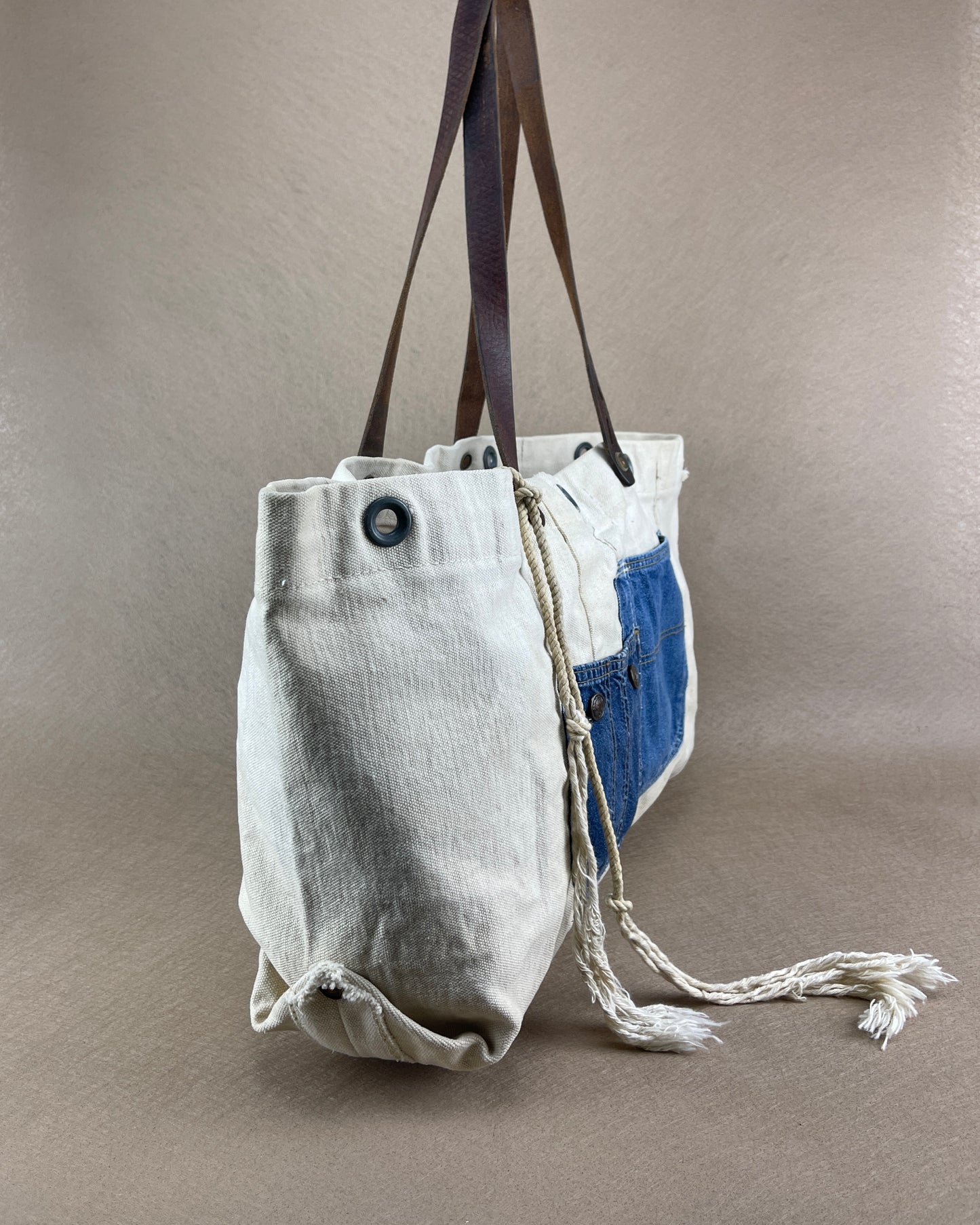 Tote - Vintage USN Canvas with Denim Pockets