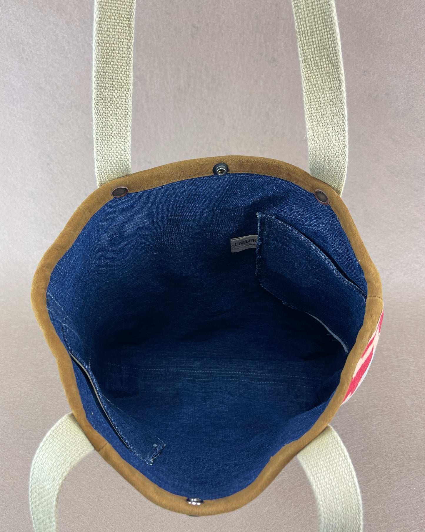 Mini Tote - Vintage Camp Blanket Bluebell/Carmine