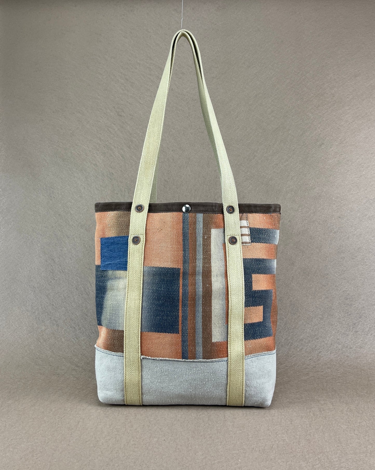 Mini Tote - Vintage Camp Blanket Ombre Slate/Rust