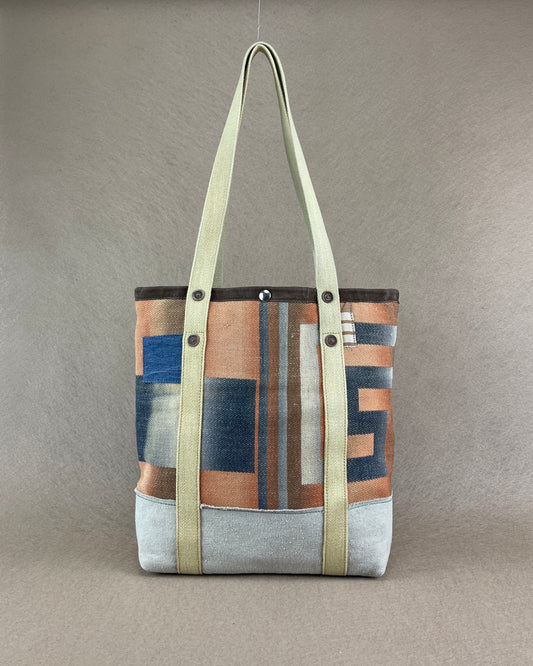 Mini Tote - Vintage Camp Blanket Ombre Slate/Rust