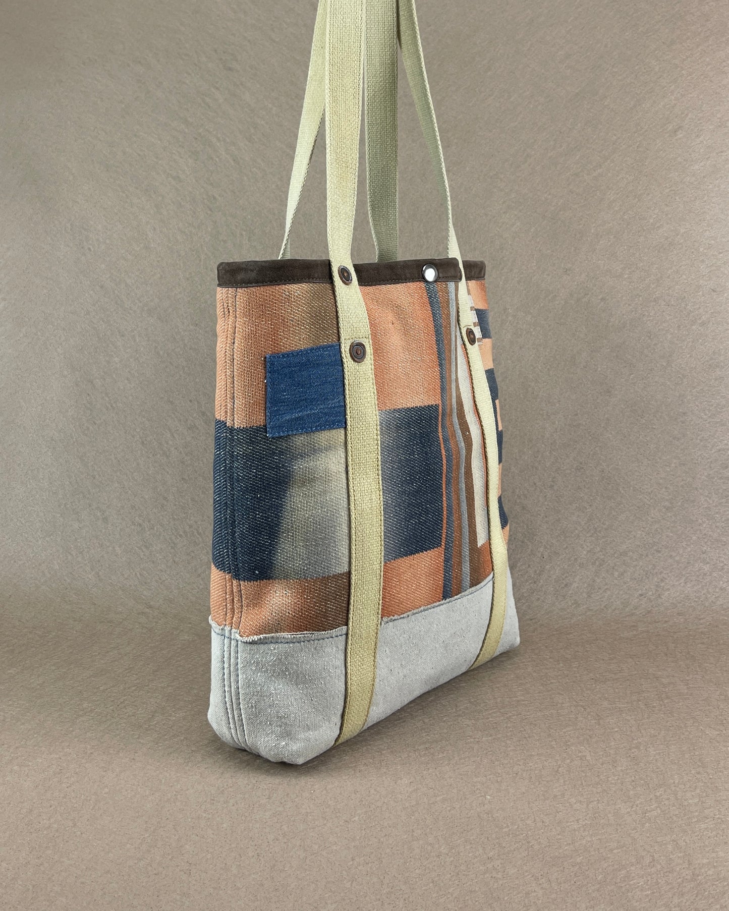 Mini Tote - Vintage Camp Blanket Ombre Slate/Rust