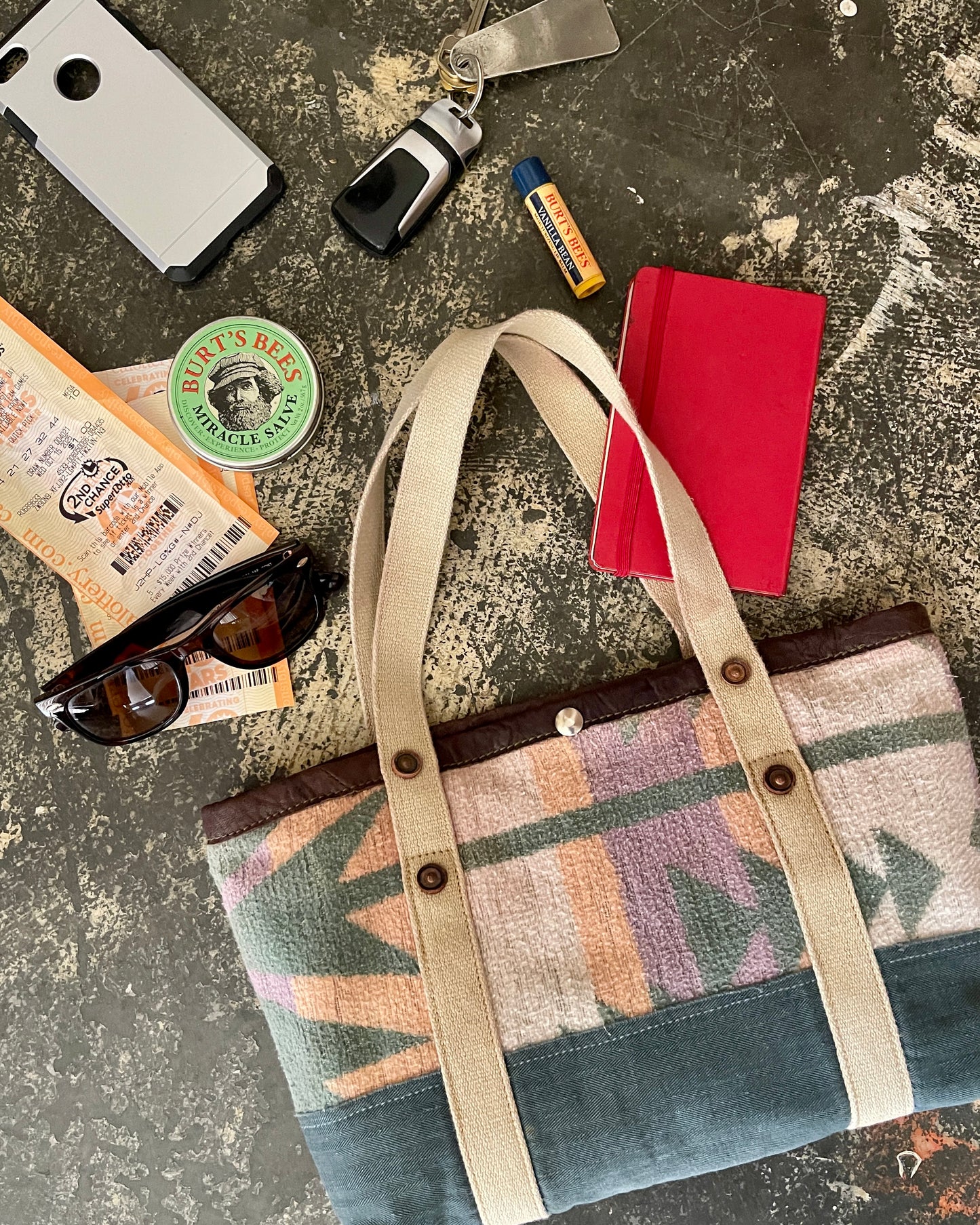 Tiny Tote - Vintage Camp Blanket Pastel/Pine