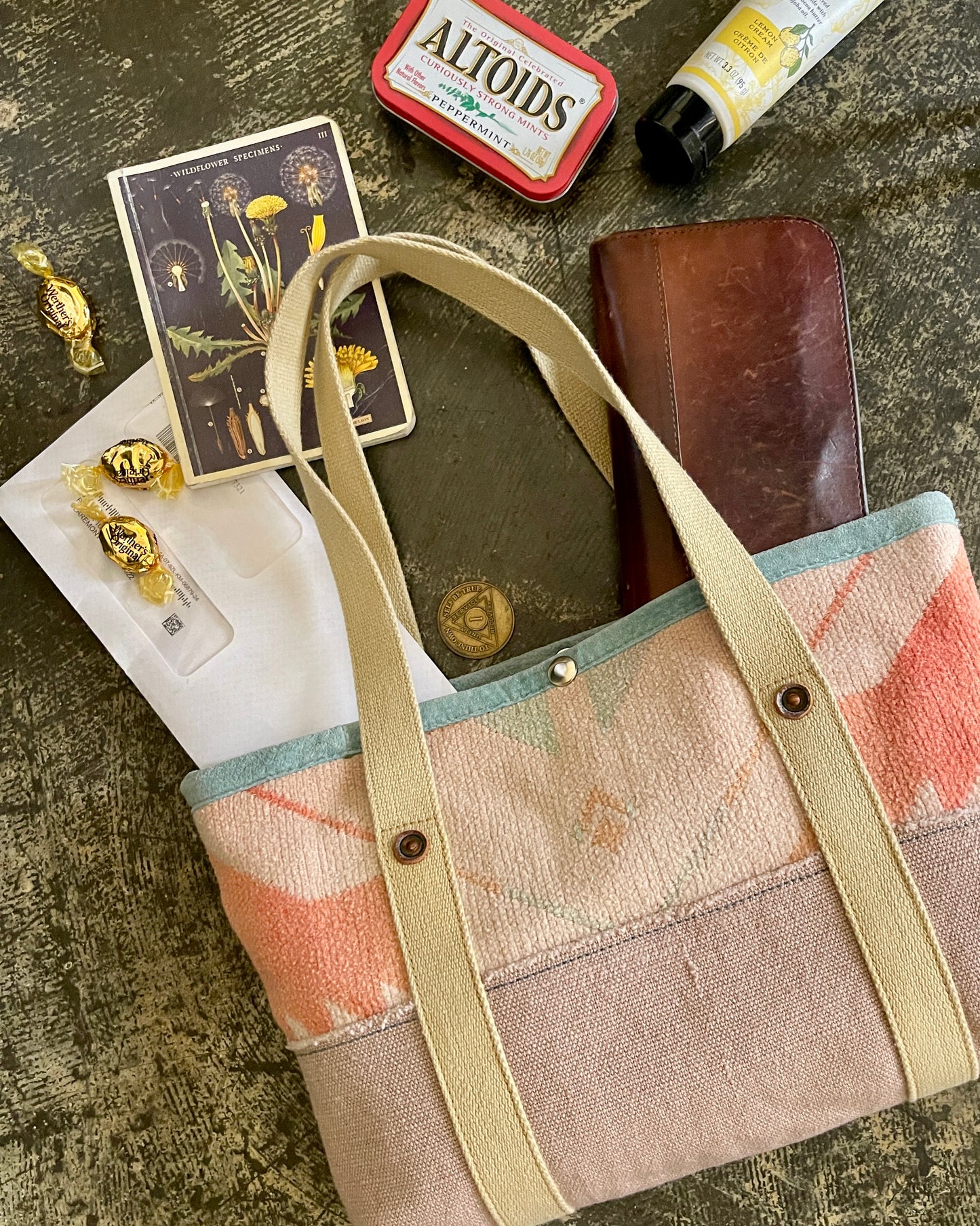 Tiny Tote - Vintage Camp Blanket Pastel/Lavender