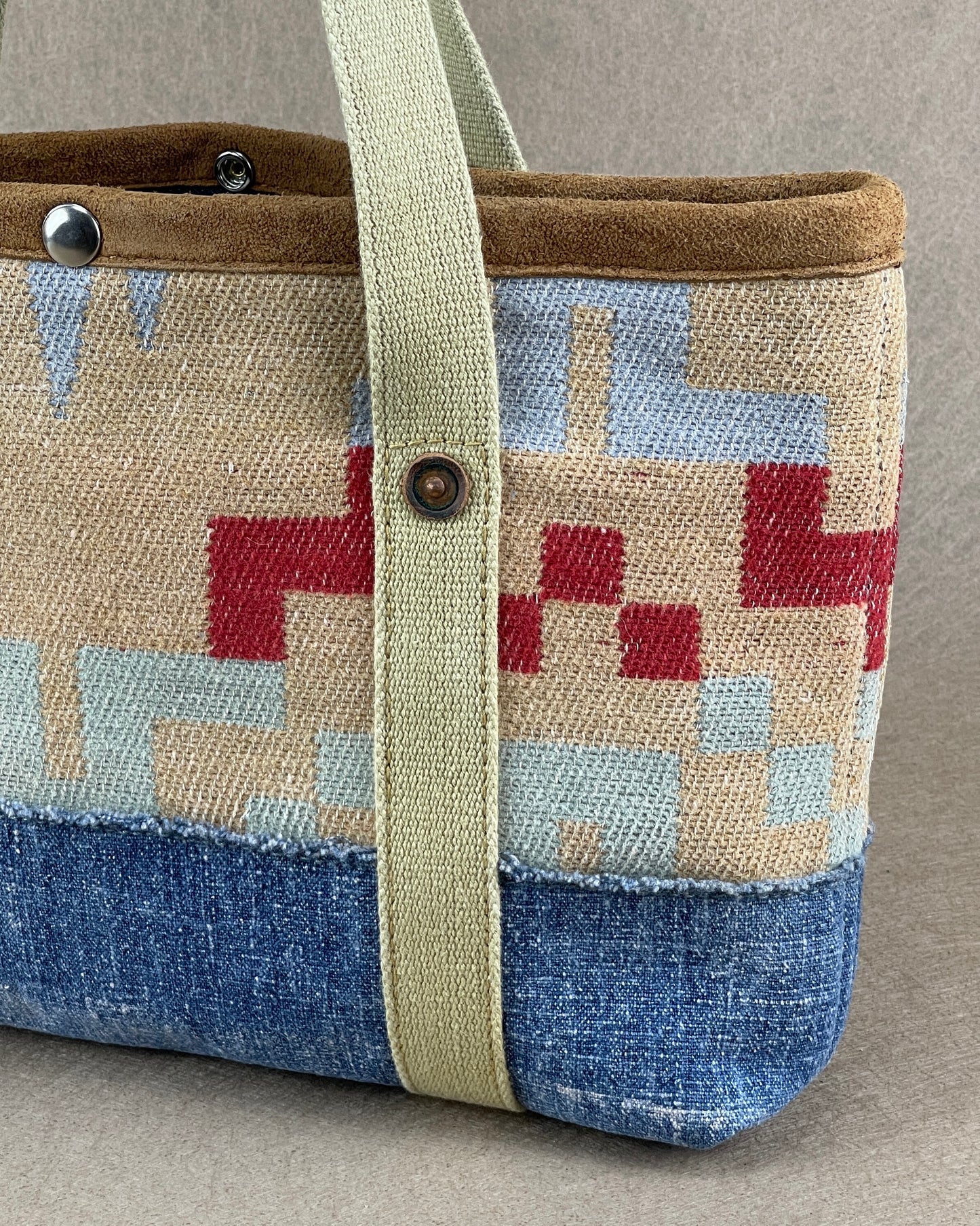 Tiny Tote - Vintage Camp Blanket Carmine/Indigo