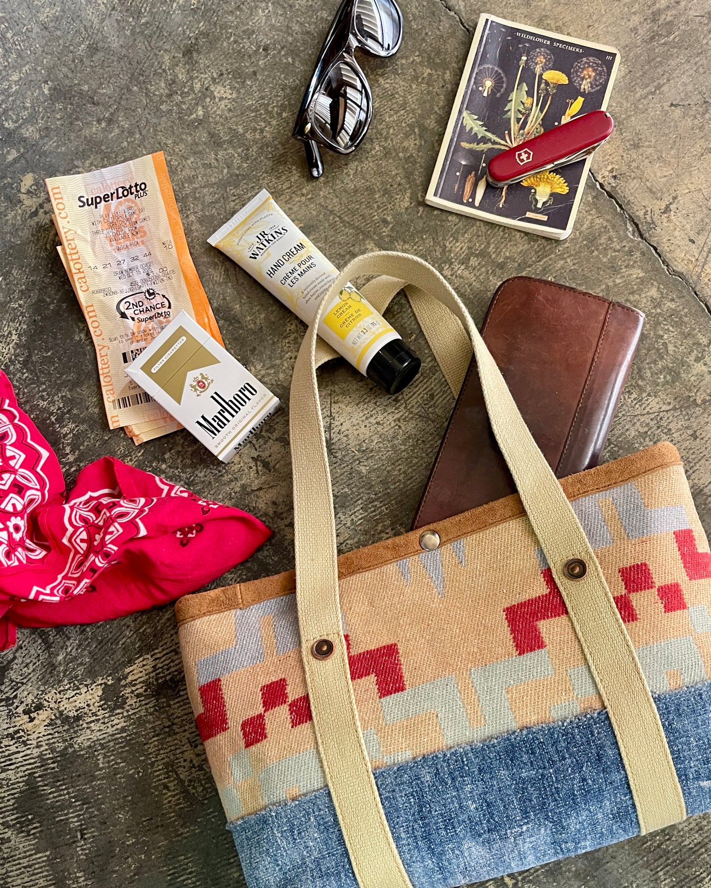 Tiny Tote - Vintage Camp Blanket Carmine/Indigo