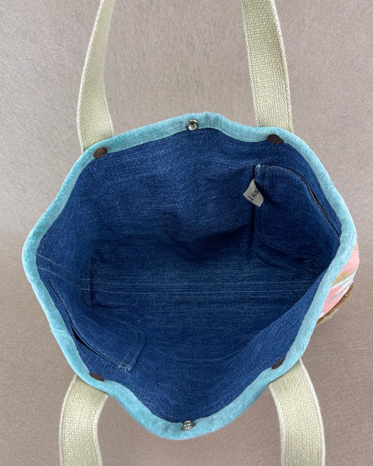 Tiny Tote - Vintage Camp Blanket Aqua/Curry