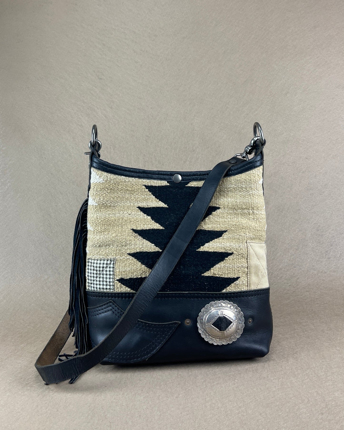 Bucket - Fringed Vintage Navajo x Leather - with Concho