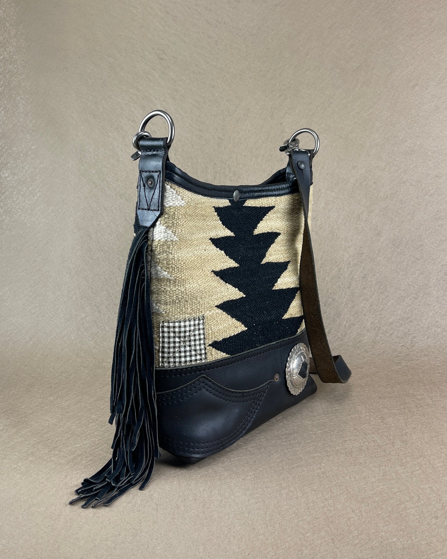 Bucket - Fringed Vintage Navajo x Leather - with Concho