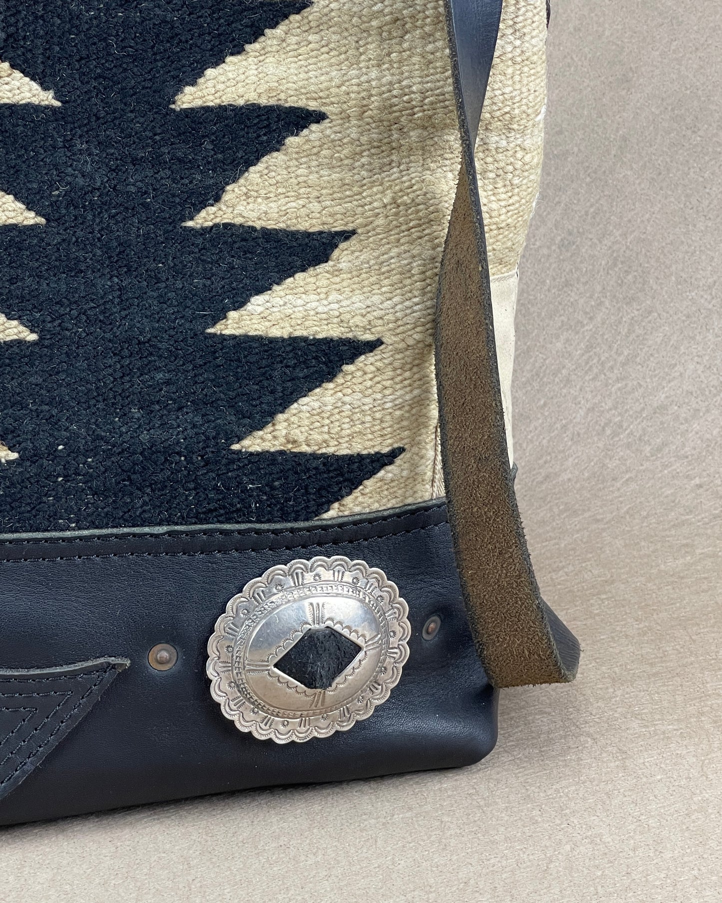 Bucket - Fringed Vintage Navajo x Leather - with Concho