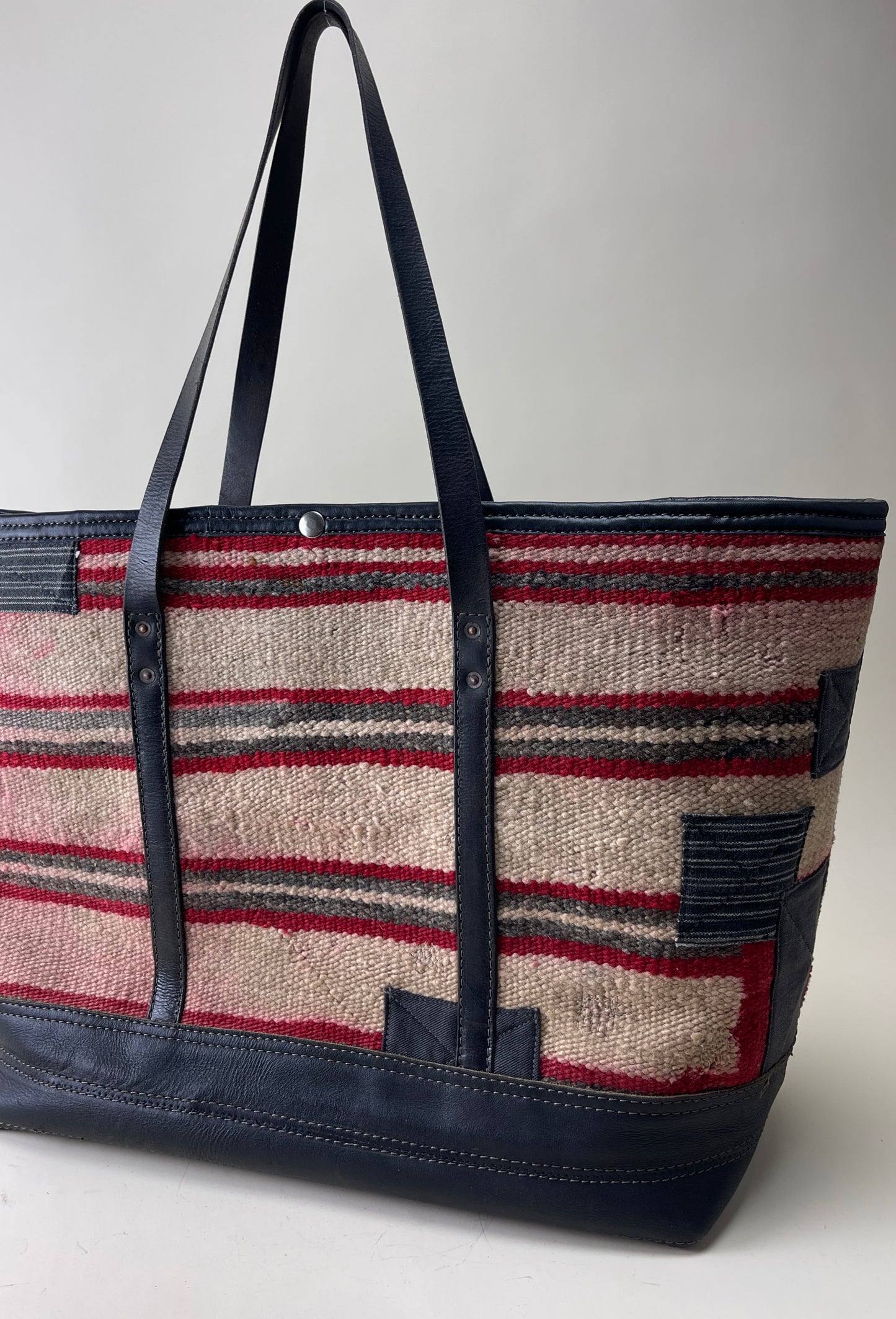 Jumbo Tote Weekender - Striped Navajo x Vintage Leather