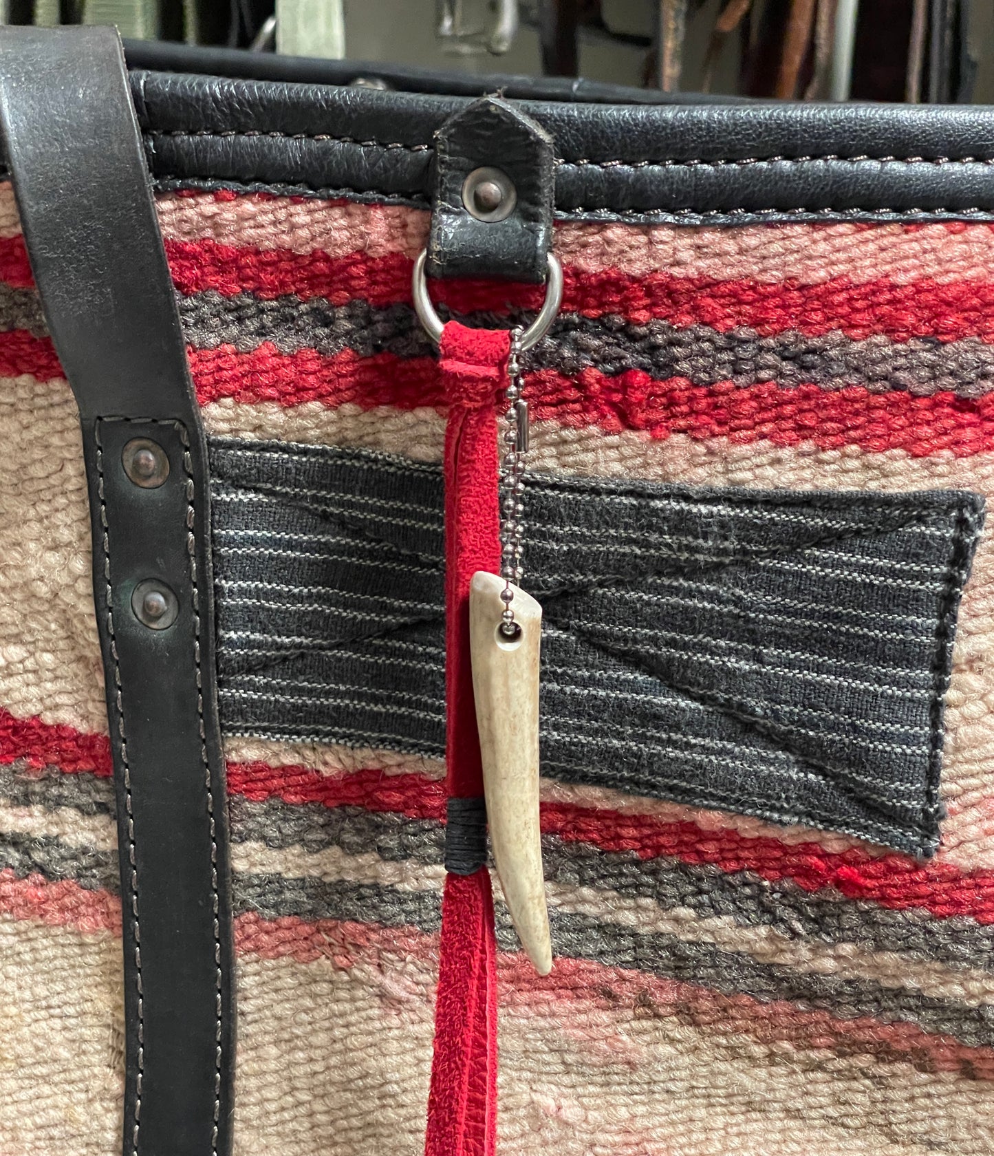 Jumbo Tote Weekender - Striped Navajo x Vintage Leather