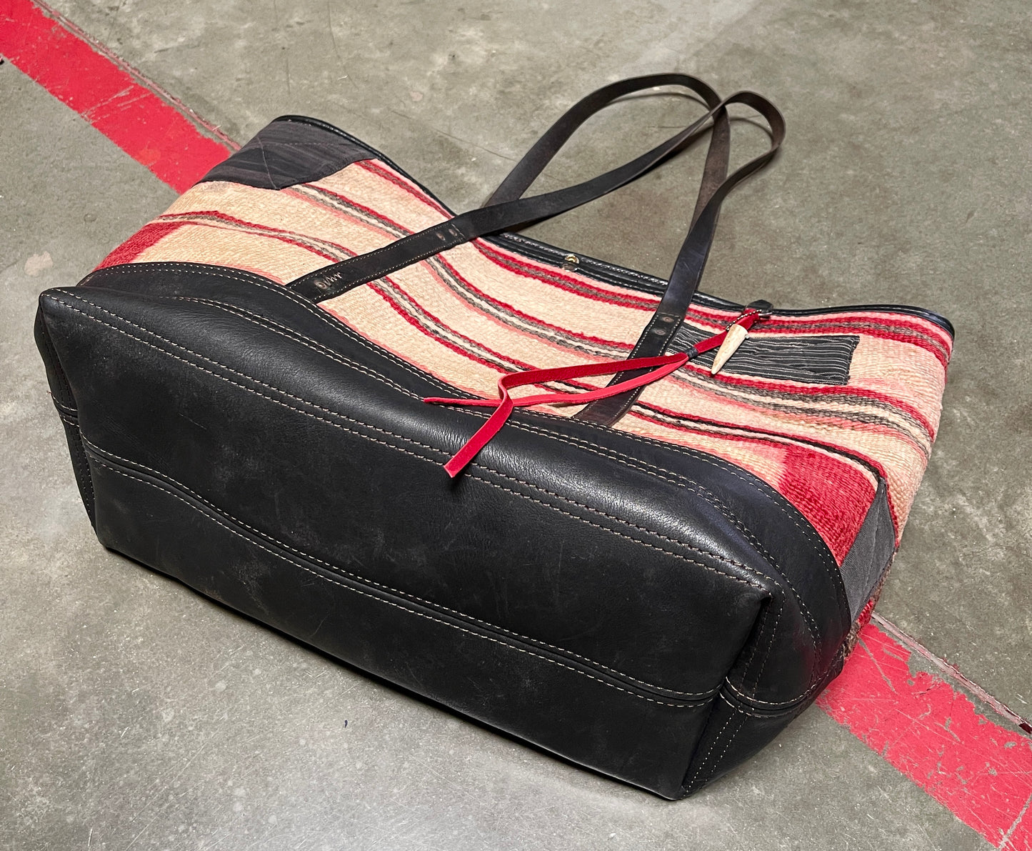 Jumbo Tote Weekender - Striped Navajo x Vintage Leather