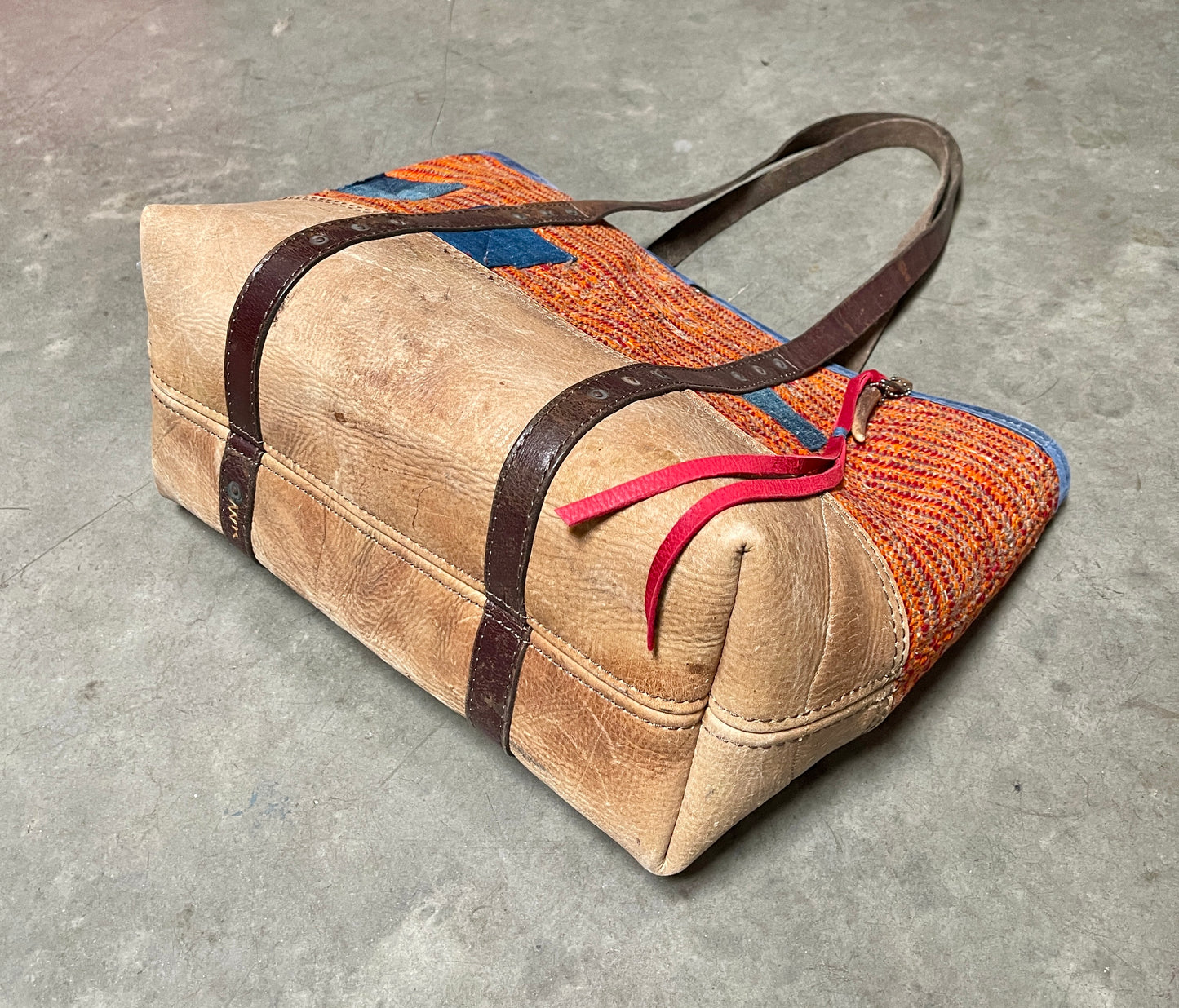 Twill Weave Navajo x Vintage Leather Tote