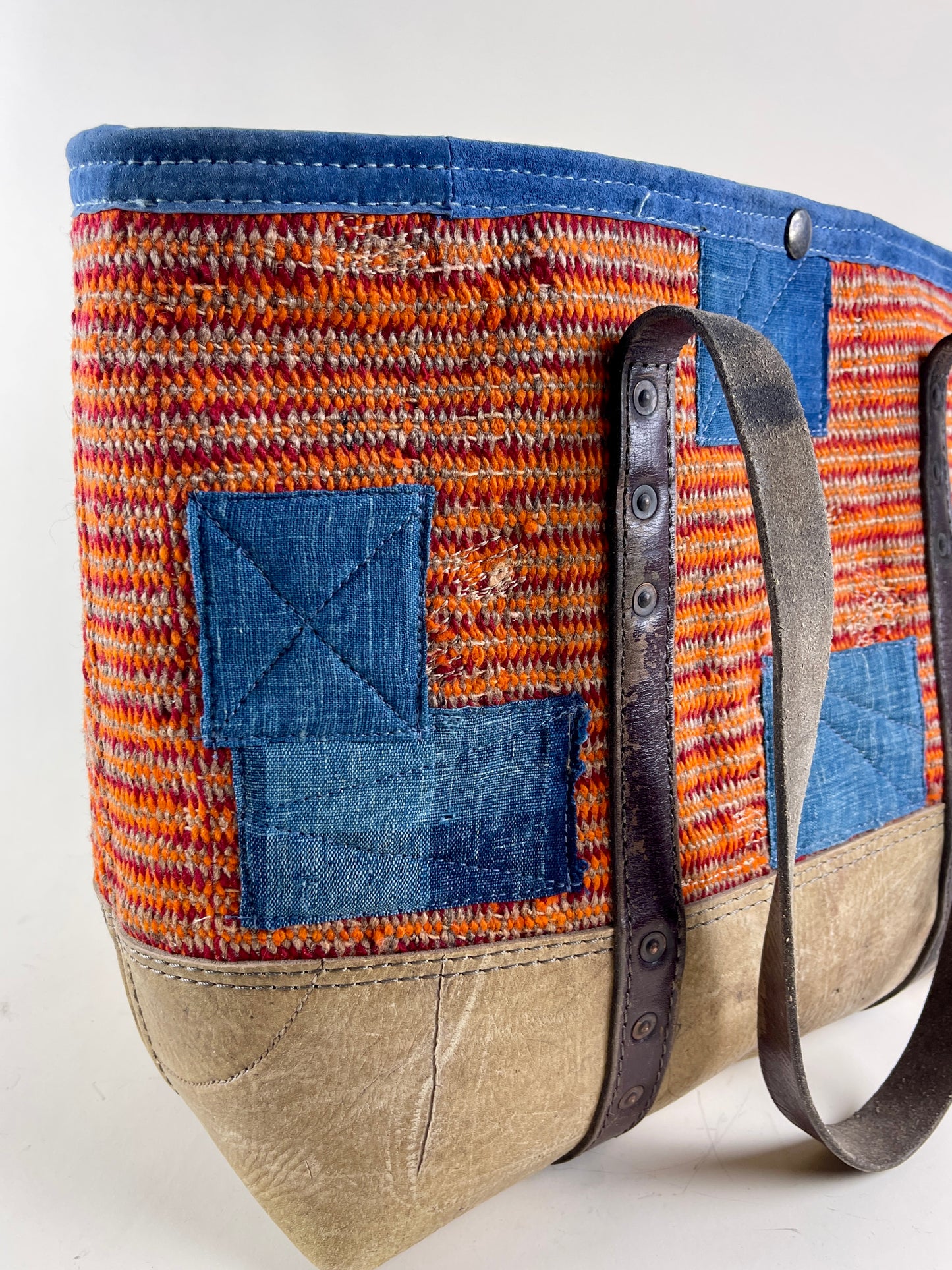 Twill Weave Navajo x Vintage Leather Tote