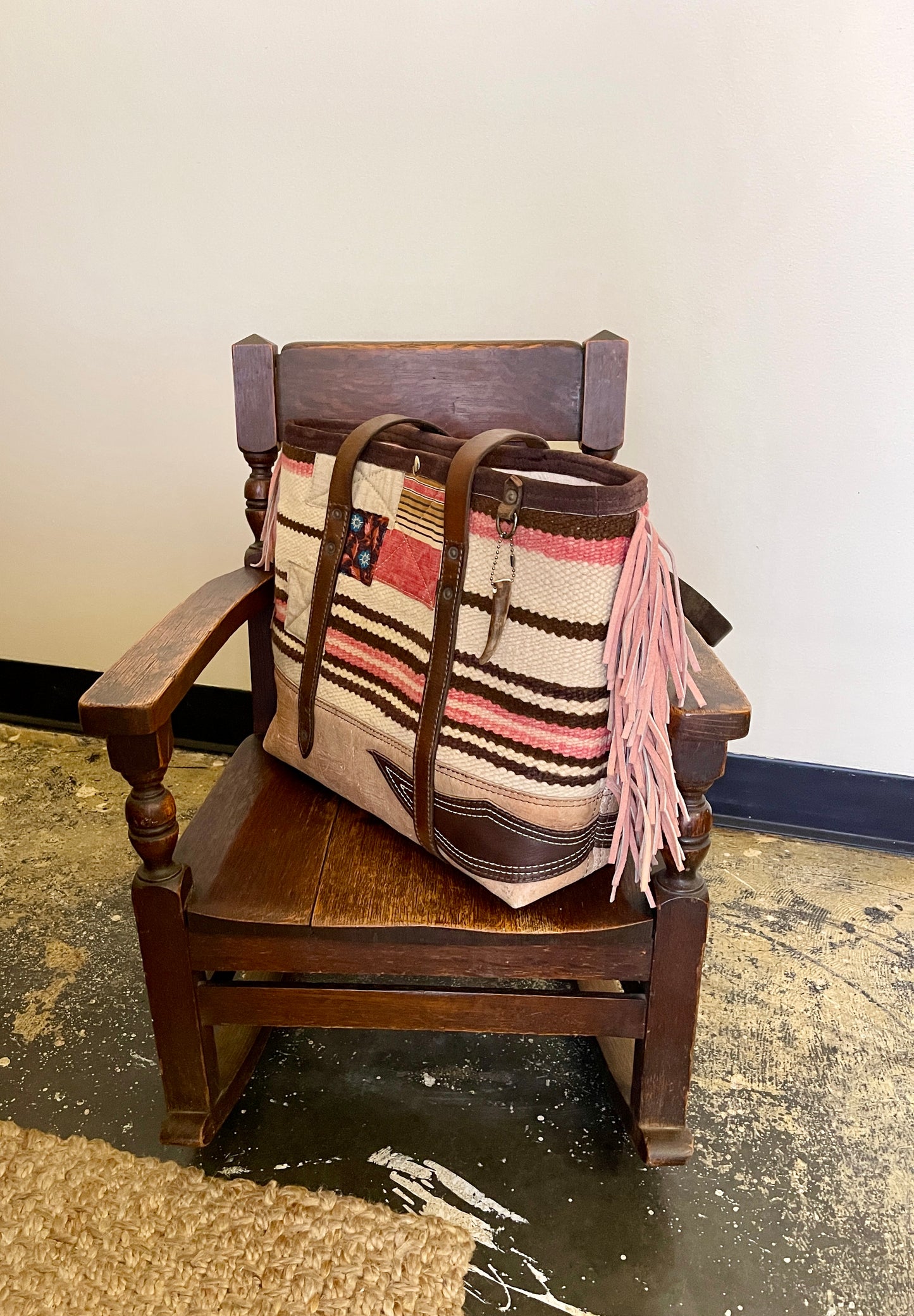 Tote - Navajo Saddle Blanket Weaving x Vintage Leather