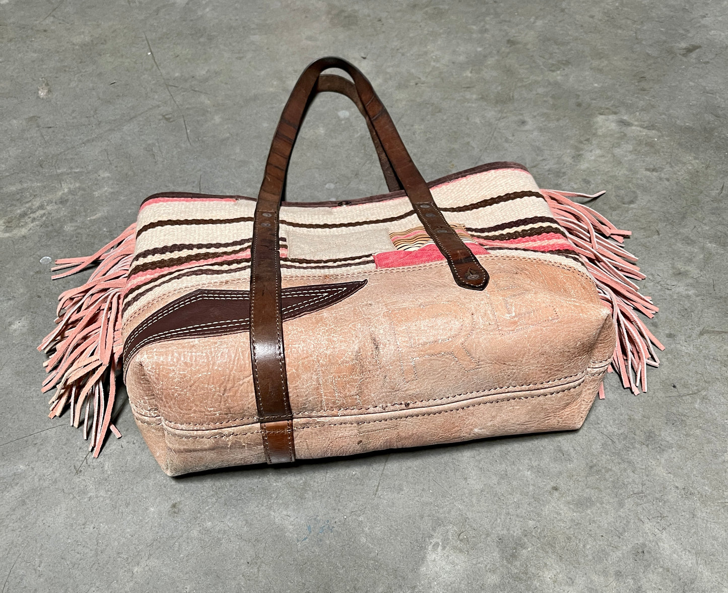 Tote - Navajo Saddle Blanket Weaving x Vintage Leather