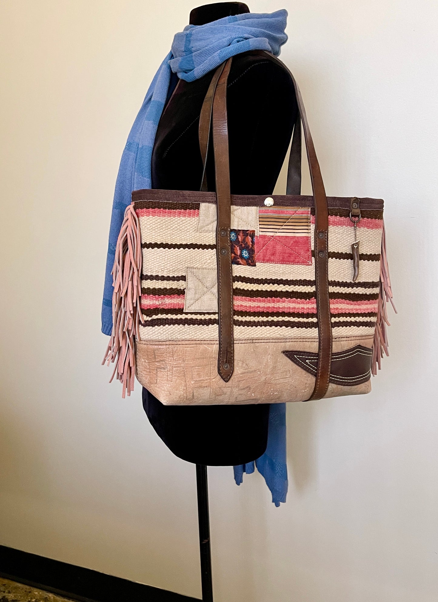 Tote - Navajo Saddle Blanket Weaving x Vintage Leather