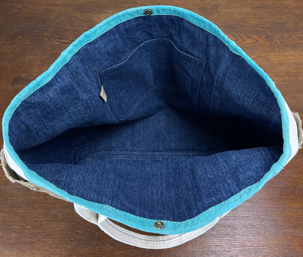 Utility Vintage Canvas Tote x Turquoise Binding