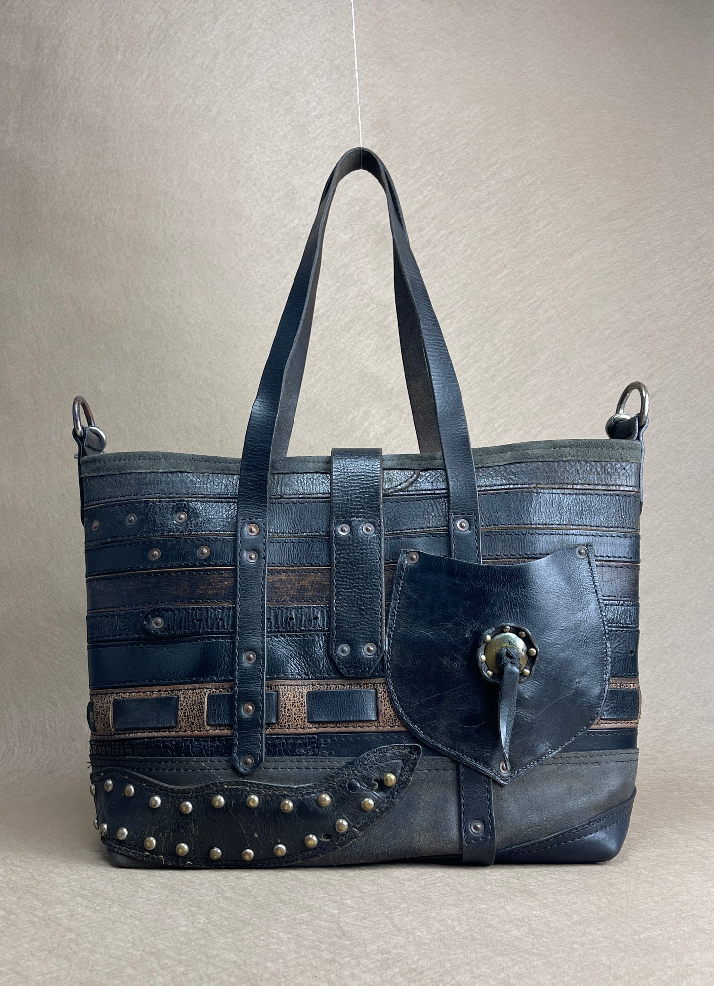 Tote - Black Vintage Leather 'Houdini'