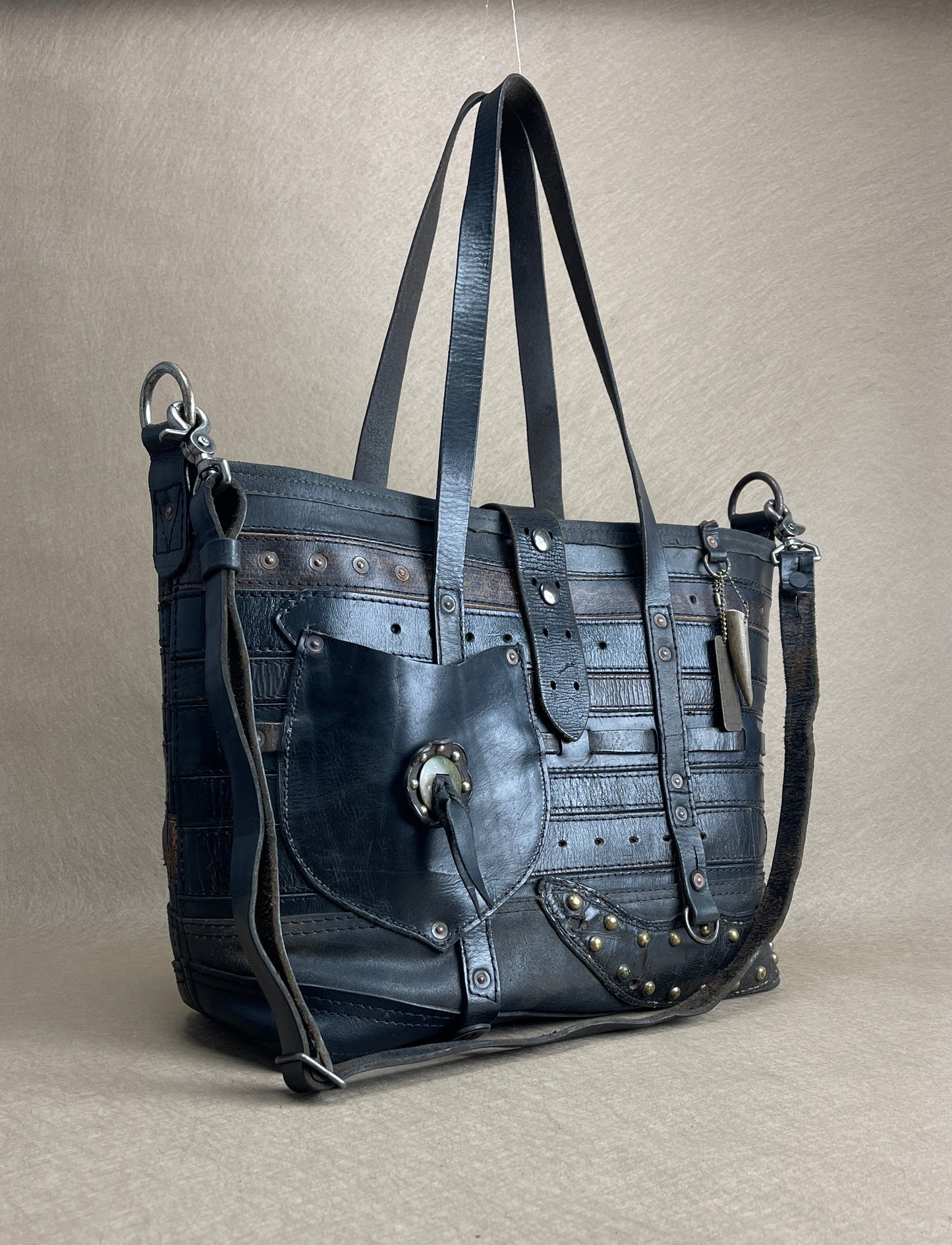 Tote - Black Vintage Leather 'Houdini'