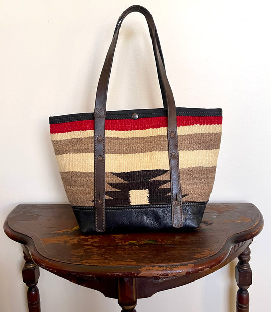 Tote - Vintage Navajo Weaving x Leather