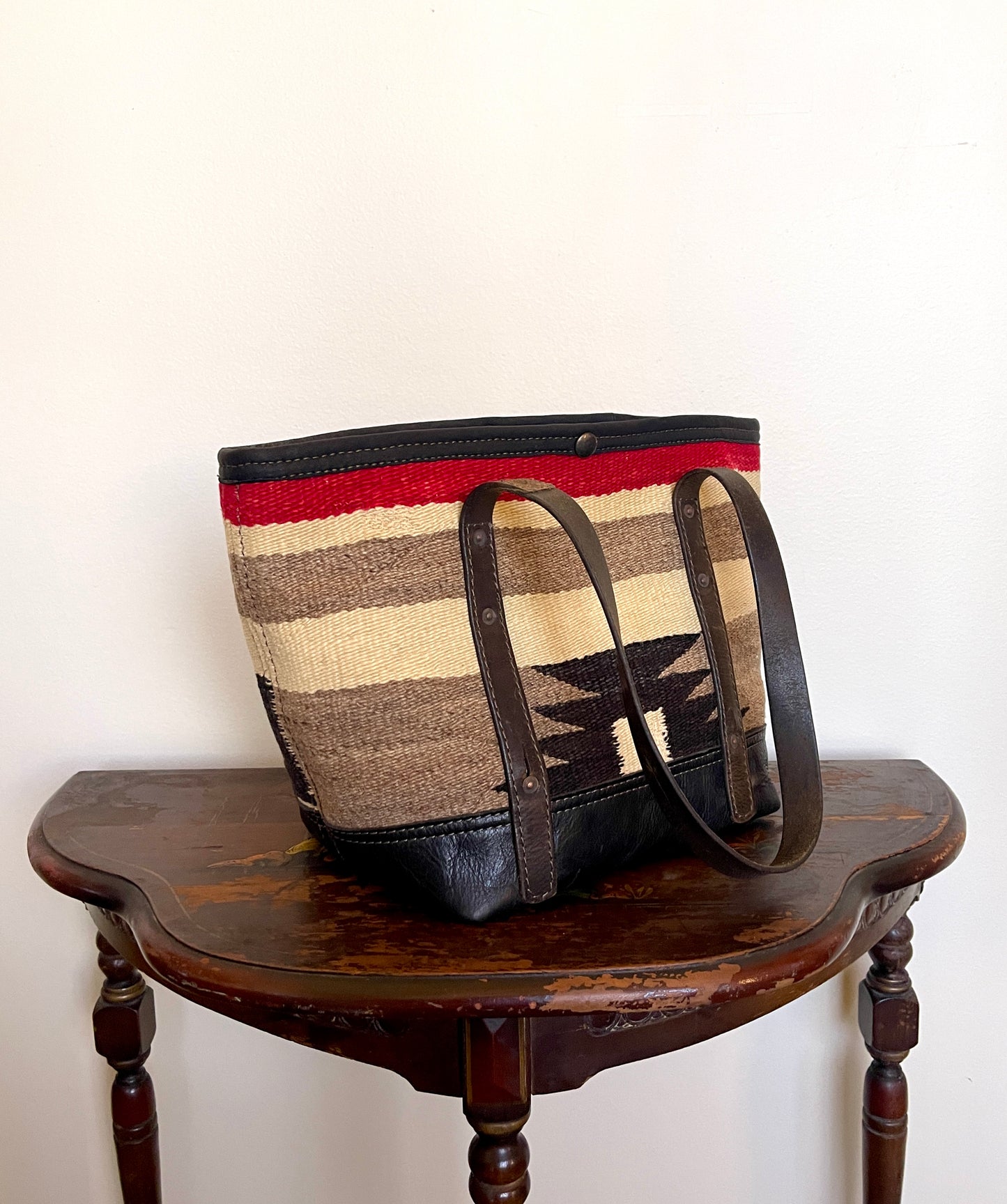 Tote - Vintage Navajo Weaving x Leather