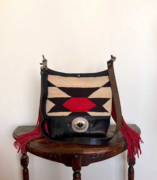 Bucket - Vintage Navajo x Leather - Fringed with Concho