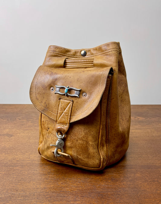 Vintage Leather Rucksack -- Sterling x Turquoise Concho