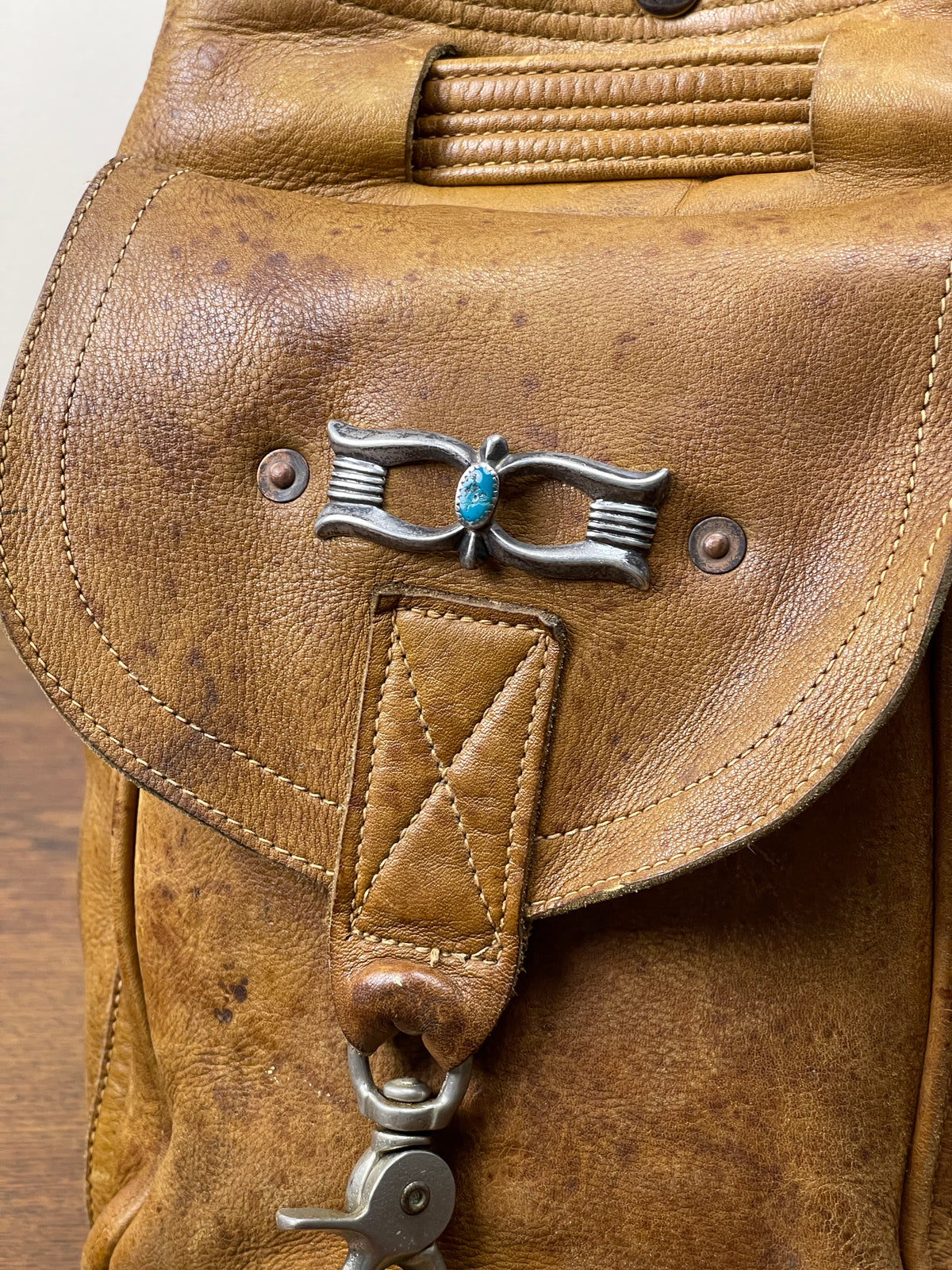 Vintage Leather Rucksack -- Sterling x Turquoise Concho
