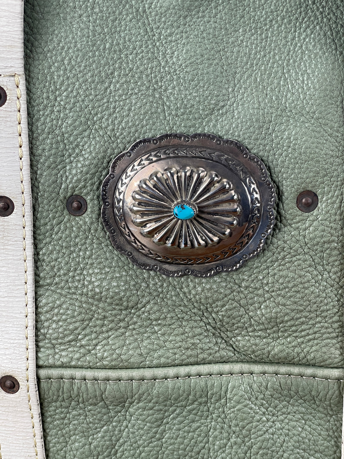 Fringed Vintage Leather Mini Tote - Saddle Tan