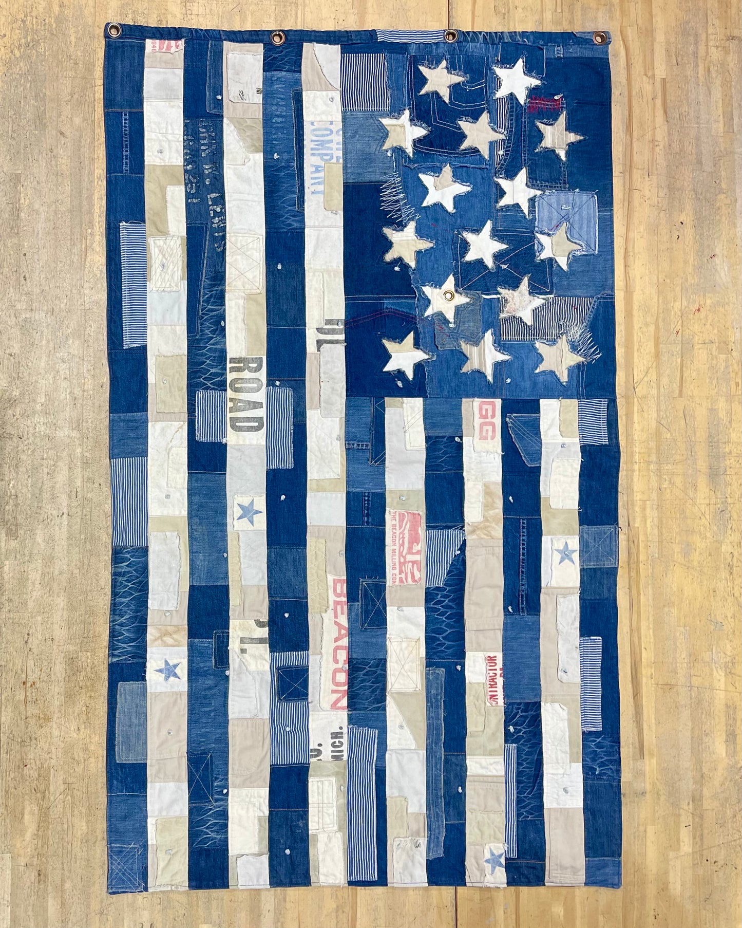 Flag - Patchwork Vintage Denim x Cream - 3' x 5' - Open Stock