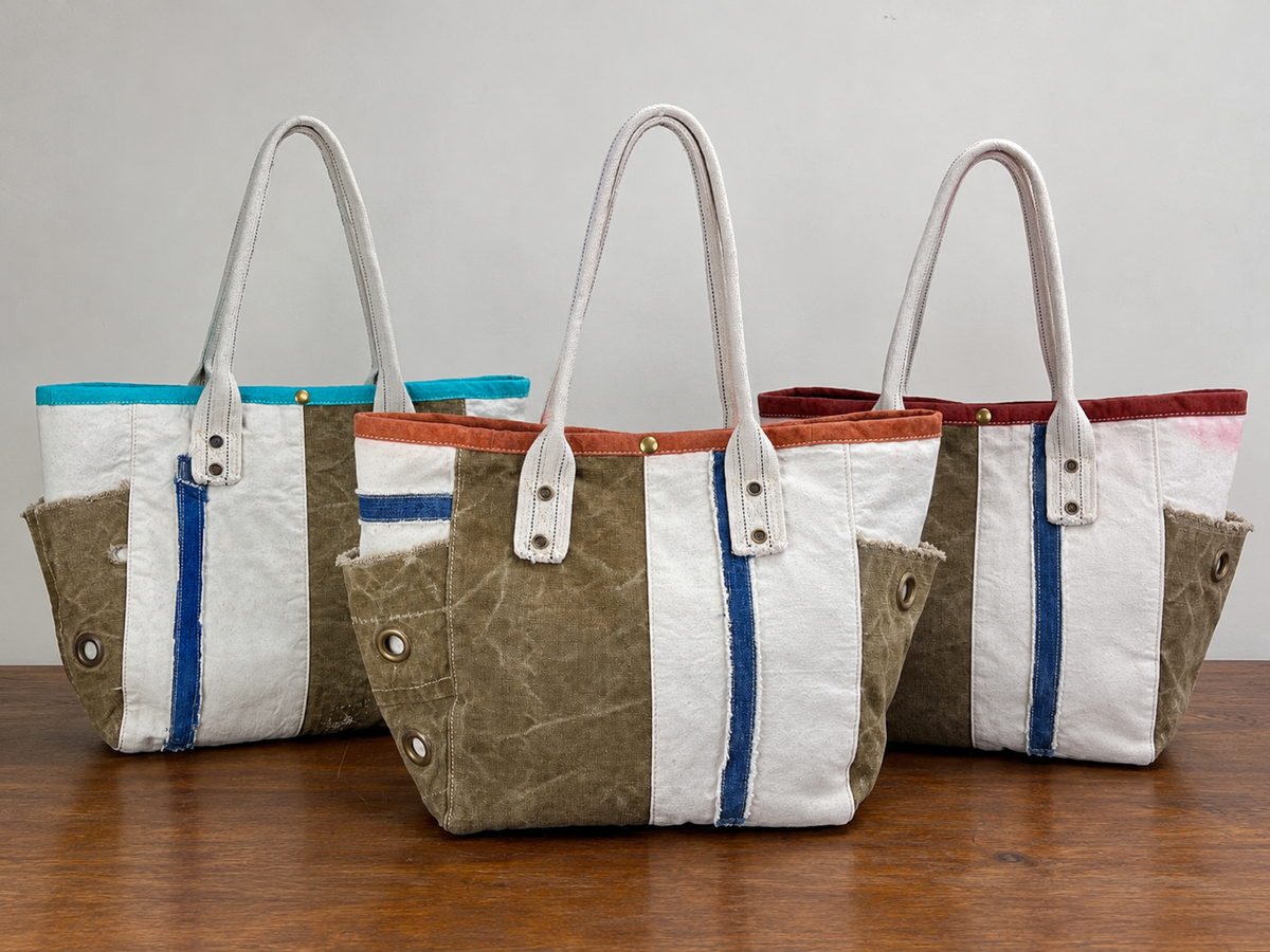 Utility Vintage Canvas Tote x Turquoise Binding